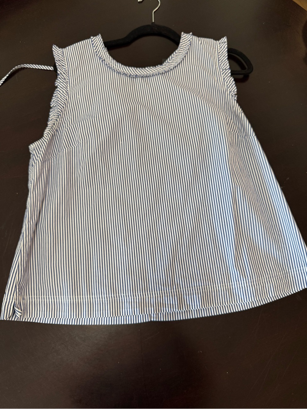 J. Crew Navy and White Pinstripe Sleeveless Shell